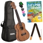 Preview: Cascha Premium Mahagoni "Let`s play" Konzert-Ukulele Bundle - inkl. Gigbag, 3 Plektren, Stimmgerät, Gurt und Lernheft mit 2 CD`s