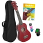 Preview: Cascha Sopren Ukulelen-Bundle -  rot - inkl. Gigbag, Stimmgerät, 3 Plektren & Ukulelenschule