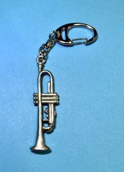 Trompete Schlüsselanhänger - Metall silberfarben