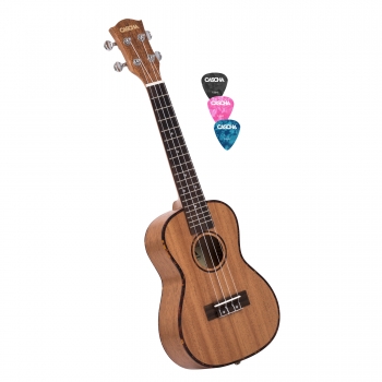 Cascha Premium Mahagoni "Let`s play" Konzert-Ukulele Bundle - inkl. Gigbag, 3 Plektren, Stimmgerät, Gurt und Lernheft mit 2 CD`s