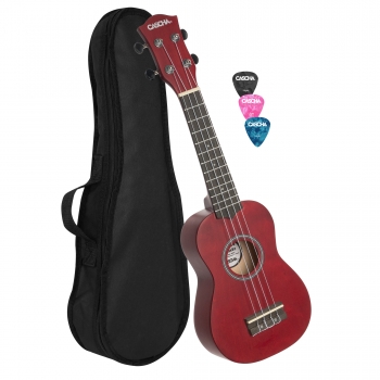 Cascha 3961RD - Sopran Ukulele Bundle - Linde - red - inkl. Gigbag, & 3 Picks