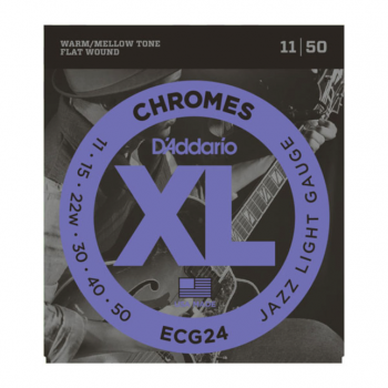D`Addario ECG24 Chromes Flat Wound, Jazz Light, 11-50