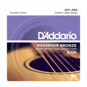 D`Addario EJ26 - Phosphor Bronze Round Wound - Custom Light .011 - .052