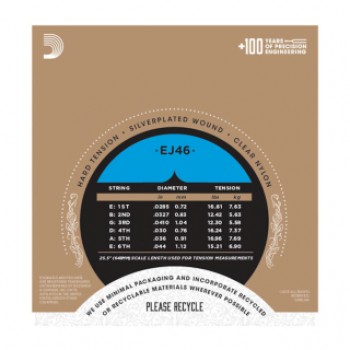 D'Addario Pro-Arte Silver EJ46 / Clear Nylon / harte Spannung