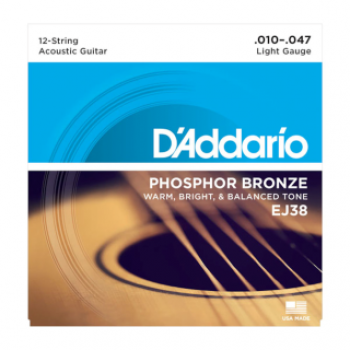 D`Addario EJ38 12-String Phosphor Bronze - Light - 10-47