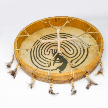 Preview: Schamanentrommel - Kokopelli - Ziege bemalt - Durchmesser 45cm