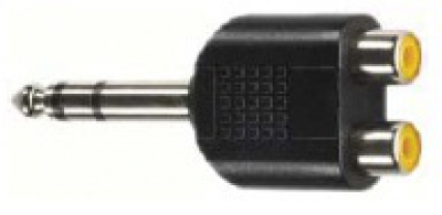 2x Cinchkupplung - Klinkenstecker 6,3mm / stereo, moulded - Dreitec 1861