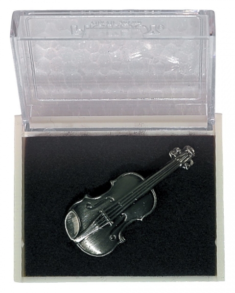 Violine Anstecknadel - silberfarben