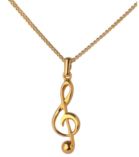 Anhänger Violinschlüssel - inkl. Kette - goldfarben