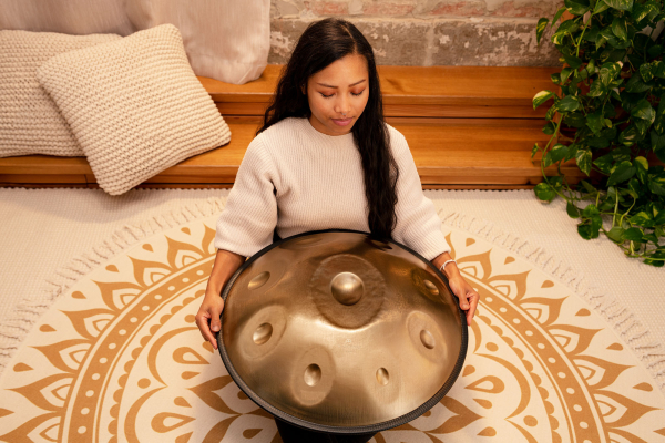 Meinl Sonic Energy Sensory Handpan - Stainless Steel - C# Moll - 9 Töne - 432 Hz - Vintage Gold - inkl. gepolsterter Tasche und Schutdeckel