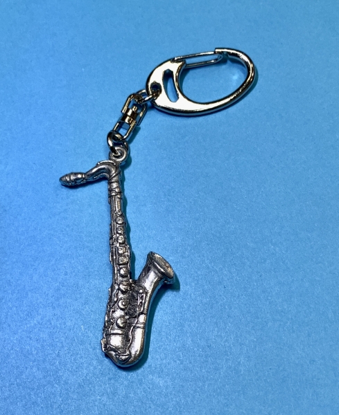Saxophon Schlüsselanhänger - Metall silberfarben