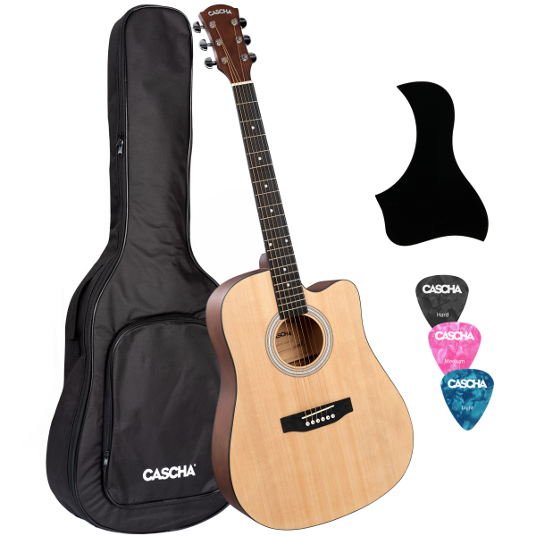 Cascha Student Series Dreadnought Gitarren-Set -  Fichtedecke - Natur - inkl. Gigbag