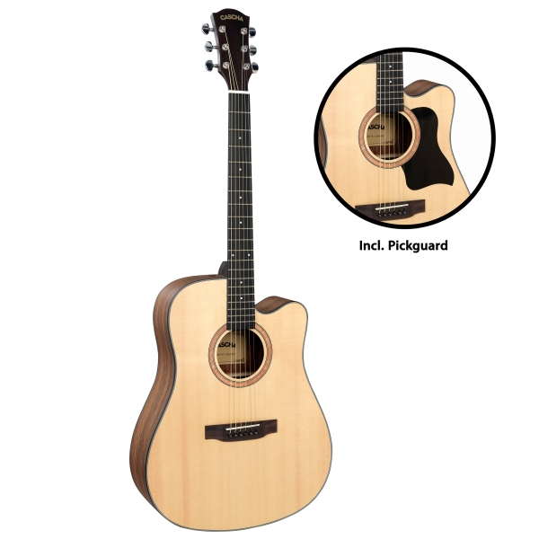 Performer Series Dreadnought Gitarren-Set - massive Fichtendecke - Korpus: Walnuss