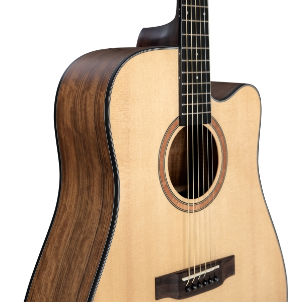 Performer Series Dreadnought Gitarren-Set - massive Fichtendecke - Korpus: Walnuss