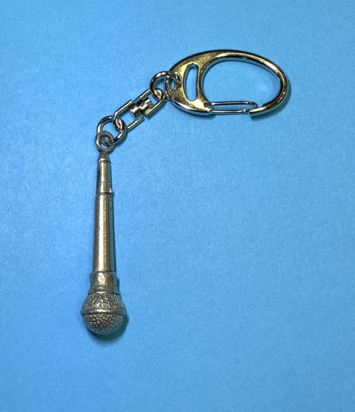 Mikrophon Schlüsselanhänger - Metall silberfarben