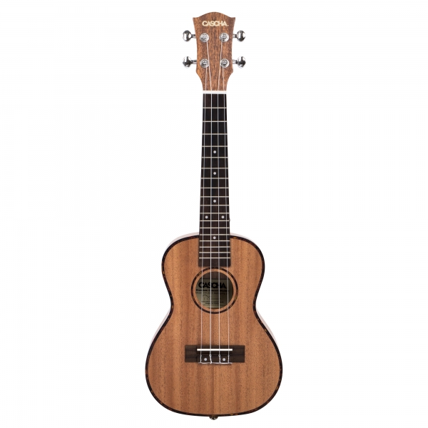 Cascha Premium Mahagoni Konzert-Ukulele Bundle - inkl. Gigbag, 3 Plektren, Stimmgerät und Lernheft