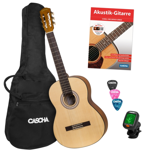 Student Series 4/4 Konzertgitarre Set - inkl. Gigbag, Stimmgerät, Notenheft und 3 Picks