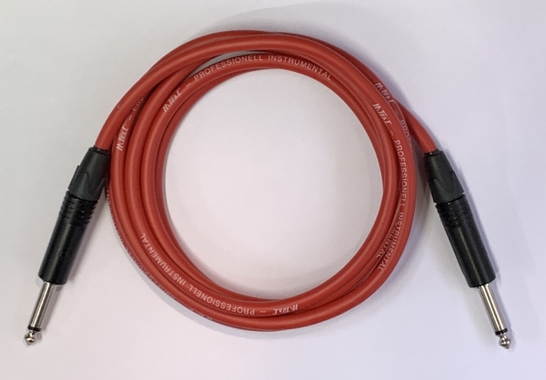 Klinkenkabel MP-TRAC - 2m - rot - Klinke-Klinke 6,3mm - Mono - für Gitarre, Bass, Keyboard usw.