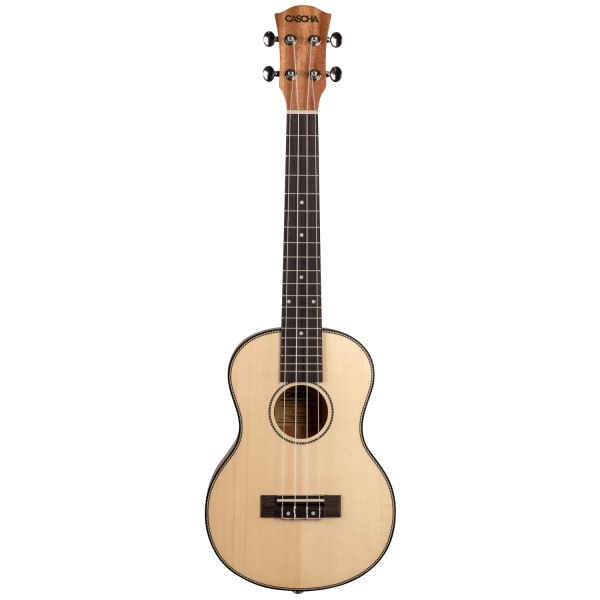 Cascha Solid Top Tenor-Ukulele Bundle -  massive Fichtendecke - inkl. Gigbag, 3 Plektren, Stimmgerät und Lernheft