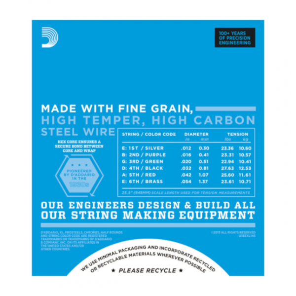 D`Addario EXL145 Nickel Wound, Heavy, Plain 3rd, 12-54