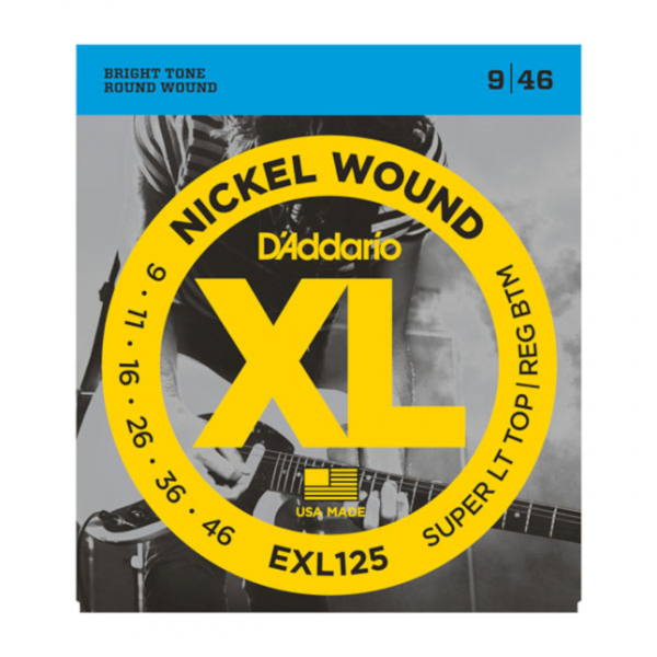 D`Addario EXL125 Nickel Wound, Super Light Top/ Regular Bottom, 9-46