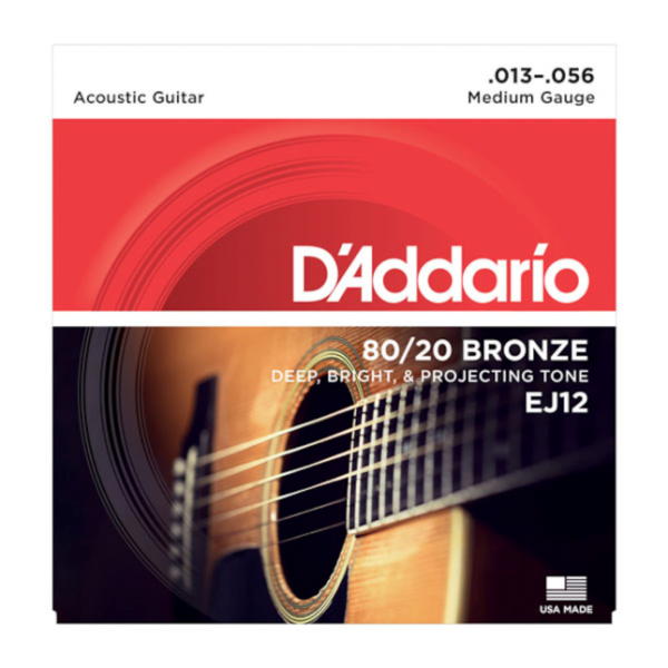 D´Addario EJ12 80/20 Bronze Acoustic Guitar Strings -Medium - 13-56