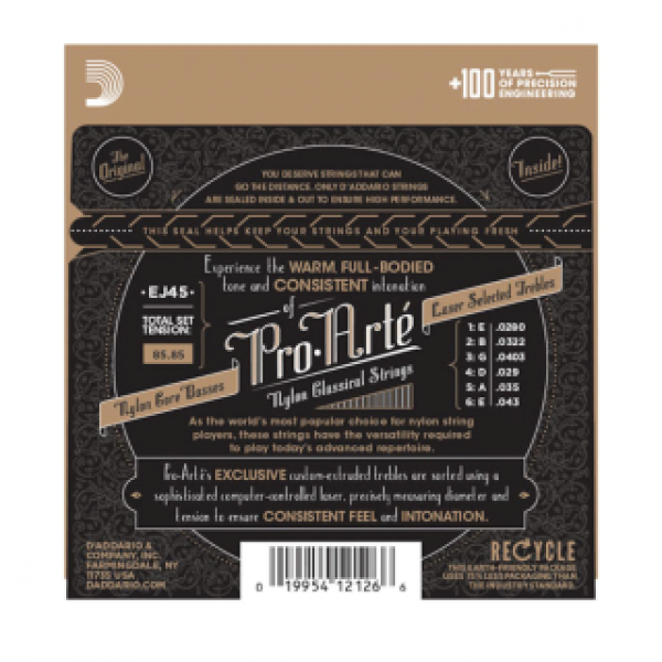 D'Addario Pro-Arte Silver EJ45 / Clear Nylon / normal tension