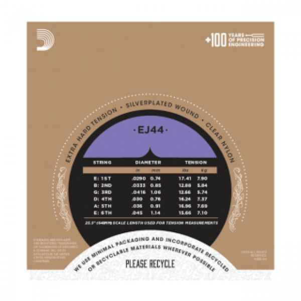 D'Addario Pro-Arte Silver EJ44 / Clear Nylon / extra harte Spannung