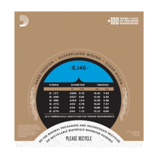 D'Addario Pro-Arte Silver EJ46 / Clear Nylon / harte Spannung
