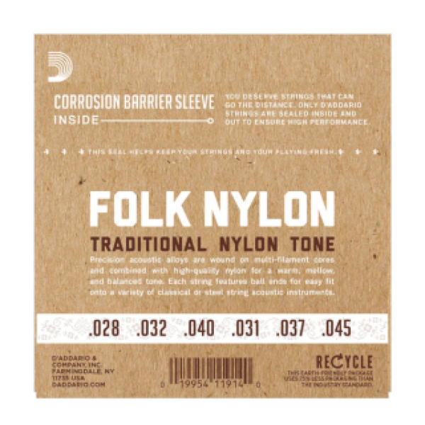 EJ32C Folk Nylon - Ball End - Silver Wound/Clear Nylon Trebles